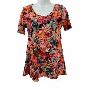 LuLaRoe Perfect T Big Flower Print Shirt XXS NWT